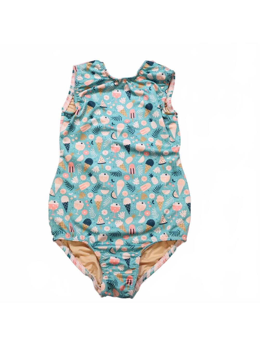 Macy Kate Boutique Handmade Girls Swimsuit Size 10 One Piece Ice Cream & Stripes